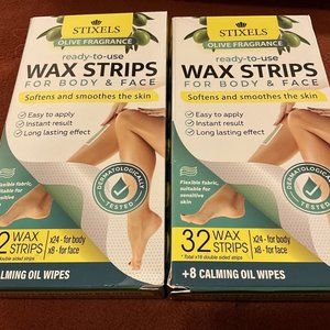 2 Stixels Waxing Strips Olive Fragrance Ready to Use 32count Body & Face